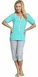 Be Mammy Damen Schlafanzug Stillpyjama H2L2N2 (Türkis, S)