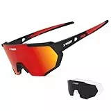 X-TIGER Radbrille Polarized Sonnenbrille Tr90 Superlight Frame mit 3 oder 5 Wechselgläsern UV400-Schutz für Herren und Damen,zum Radfahren Skifahren Autofahren Fischen Laufen Wandern Sport