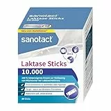 sanotact Laktase Sticks 10.000 – 30 Sticks – 3-in-1 Laktase Pulver zur Unterstützung bei Laktoseintoleranz – Sofortwirkung – ohne Aroma – direkt, im Getränk oder Essen einnehmbar