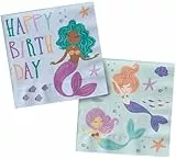 Folat 23928 Meerjungfrau Geburtstag Deko Blau mit Irisierende Glitzer - Servietten - Mermaid Magic - 33 x 33 cm - 20 Stück - Nixe Partygeschirr für Meerjungfrauparty