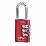 IFAM | Col Combi Kombinationsvorhängeschloss | 20mm| Farbe Rot | Maximale Sicherheit | Glatte Rollen | Mit Schlüssel und mehr als 1.000 Kombinationen