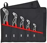 KNIPEX Cobra-Set Wasserpumpenzangen-Set, 5-teilig, 125 bis 300 mm, Selbstklemmeffekt, in hochwertiger Rolltasche, Zangenset, Werkzeugset, 00 19 55 S5