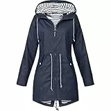 HIFI7 Damen Leichte Wasserdichte Regenjacke Regenmantel Mit Kapuze Wasserdicht Windbreaker Übergangsjacke Atmungsaktiv Mantel (DE/NL/SE/PL, Alphanumerisch, L, Regular, Regular, Marineblau)