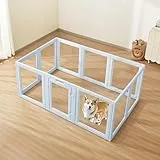 VEVOR Wurfkiste für Welpen, 1930 x 1245 x 765 mm, Welpenlaufstall mit transparenten Fenstern und Schloss, Blauer PE-Rahmen, Hundelaufstall, Hunde Wurfbox, Tierlaufstall für große Hunde