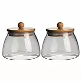 Cabilock 2 Stücke Glasdosen Mit Holzdeckel 4.33X4.33X2.95 Zoll Transparente Vorratsgläser Für Küche Lebensmittelaufbewahrung Bonbonglas Für Süßigkeiten Tee Snacks Gewürze