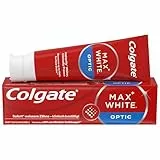 Colgate Zahnpasta Max White Optic 75 ml – entfernt bis zu 100% der Oberflächenverfärbungen für eine sofortige Zahnaufhellung* und ein weißeres Lächeln