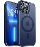CANSHN Magnetisch für iPhone 13 Pro Hülle für MagSafe [TOP Magnetische Adsorption] [Militärschutz] Schutzhülle Samtige Touch Matt Anti-Kratzen Handyhülle iPhone 13 Pro Case, Dunkelblau