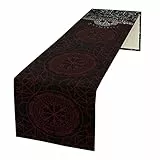 kikomia Baumwolle Leinen Tischläufer Rechteckige Wikinger Worte Esstisch Kommode Läufer für Zuhause Küchen Party Tischdecke Dekorativ Abdeckung Tischplatte (33×183cm, Red)