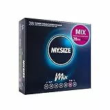 MY.SIZE Mix Premium Kondome Größe 6, 64 mm – 28 Stück | 4 Varianten: Classic, Genoppt, Blau & Rot |
