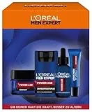 L'Oréal Men Expert Pflegeset gegen Falten für Männer, Geschenkset mit Augenpflege, Serum, Tag & Nachtcreme, Geschenke für Herren mit Hyaluronsäure, Power Age, 2 x 50 ml, 1 x 30 ml, 1 x 15 ml