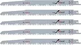 Bosch Accessories Bosch Professional 5x Säbelsägeblatt S 1531 L (für Brennholz, Grünholz, Weichholz, 240mm, HCS, S-Schaft, Zubehör für Säbelsägen)