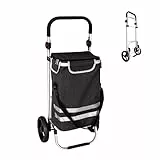 Relaxdays Einkaufstrolley, 2 große Räder, Kühlfach, abnehmbare Tasche, 45 l, bis 35 kg, Einkaufswagen klappbar, schwarz