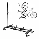 Mimoke Vertikaler Fahrradständer - Freistehender Fahrrad Bodenständer mit Feststellbaren Rädern, Höhenverstellbar, für Alle Fahrradtypen bis 4' Reifenbreite, Belastbarkeit bis 25KG, Ideal für Garage