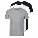 Reebok Herren Kurzärmliges T-Shirt mit Rundhalsausschnitt Hemd, Schwarz/Weiß/Grau meliert, L
