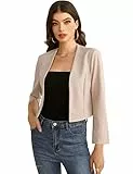 KOJOOIN Damen Bolero Kurze Strickjacke Festlich Kurz Cardigan Elegant Schulterjacke（Verpackung MEHRWEG） Beige,XL