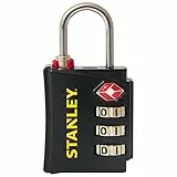 STANLEY TravelMax TSA Zahlenschloss 30mm schwarz Sicherheitsindikator 3-stellig S742-054, Schloss, Bügelschloss