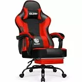 minnouat Gaming Stuhl Ergonomischer mit Fußstütze, Gaming Chair Bürostuhl 150 kg Belastbarkeit, Gamer Stuhl aus Kunstleder, Höhenverstellbarer PC Zockerstuhl für Jugendliche Erwachsene, Rot