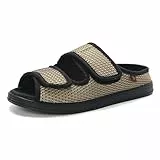 Fudaolee Sandalen Herren Rehaschuhe Klettverschluss Verbandsschuhe Damen Orthopädische Hausschuhe Weit Diabetiker Schuhe Unisex-Erwachsene Gesundheitsschuhe Therapieschuhe Braun Etikett 45 = EU 44