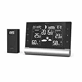 Hama Outdoor Wetterstation Funk mit Außensensor deutsch (mit Wettervorhersage, Wetterstationen Innen und Außentemperatur Funk mit Wettervorhersage, Thermometer, DCF Funkuhr) schwarz