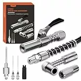 TRILINK Fettpresse Mundstück Set – 8-teiliges Zubehörset mit Schnellkupplung, 90° Adapter, 30 cm Schlauch, Fettpressenkupplung, Nadelaufsatz & Reiniger – Universelles Mundstück Fettpresse Kit