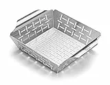 Weber Deluxe Grillkorb - Klein (24 x 19cm), Hitzebeständige & spülmaschinenfeste BBQ Grillschale aus Edelstahl, Ideal für Beilagen (Fleisch, Gemüse), für alle Grilltypen geeignet - Silber (6481)