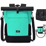 Caracaleap 3 in 1 Urban Fahrradtasche Rucksack für Gepäckträger Damen & Herren, Fahrrad Tasche Rucksack & Gepäckträgertasche Wasserabweisend Fahrradtasche mit Schuhfach Laptopfach Schwarz Mintgrün