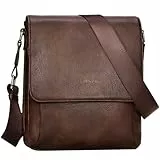 Leathario Herren Umhängetasche aus Veagnem Leder,Schultertasche mit Großer Kapazität, Herrentasche für Alltag Freizeit Arbeit