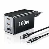 HSSNS 160W USB C Ladegerät: 3-Port PPS Schnellladegerät, GaN USB C netzteil für MacBook Pro/Air, iPad, iPhone 16/15 /14 Serie