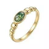 NOELANI - Damen Ring 925 Silber - Vergoldet/Golden - mit Achat - NOE-R0009