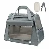 YooxArmor Transporttasche für Katzen & Kleinhunde,Katzentransportbox Hundetransportbox Faltbare für Reise & Auto,45 x 25 x 34 cm,Tragbar Hundebox Katze Tragetasche bis 9kg