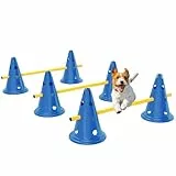 PawHut Agility Set Hunde, 3-teiliges Agility Ausrüstung mit 6 Kegel 3 höhenverstellbar Hürden Tragetasche Trainingszubehör, Trainingsset für Hundetraining