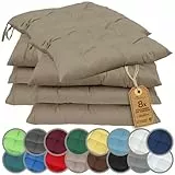 NatureMark 8er Set Stuhlkissen mit Bändern 40x40 cm – Gefüllte Sitzkissen, Outdoor & Indoor – Sand/Beige