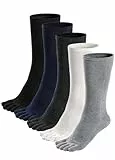 ZAKASA Herren-Zehensocken, athletisches Laufkissen, Fünf-Finger, Baumwolle, Crew-Socken, Gemischt, 5 Paar, 46-49 EU