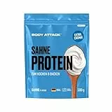 Body Attack Sahne Protein 500 g – Protein Sahne Alternative zum Backen & Kochen, für Saucen & Desserts, Whey & Casein Protein mit Laktase, ohne Zuckerzusatz, Made in Germany