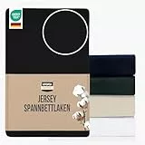 Utopia Bedding Jersey Spannbettlaken, Schwarz, 180 x 200 cm – 25 cm, Bettlaken Baumwollmischung, Oeko-Tex Zertifiziertes, Zuschnitte für Dicke Matratzen