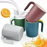 HEKOBAG Set mit 4 Kunststoffbechern mit Griffen, 450 ml, unzerbrechlich und wiederverwendbar, leicht, Reise-Kaffeebecher, BPA-frei, spülmaschinen- und mikrowellengeeignet, für Camping, Reisen und