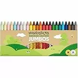 Honeysticks Jumbo Wachsmalstifte (24er-Pack) - Ungiftige, Umwelschonende Malstifte aus Purem Bienenwachs, Wachsmalkreide Kinder, Malstifte Ab 3 Jahre, Wachsmalstifte, Groß, Leicht zu Greifen