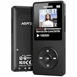 AGPTEK 64GB MP3 Player Bluetooth 5.3, Tragbarer Player mit Lautsprecher, 40 Stunden Akkulaufzeit Musikplayer mit 1,8 Zoll Bildschirm, UKW-Radio, TF-Karte bis zu 128GB, Schwarz