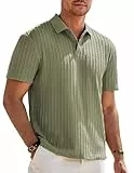 Elegancity Herren Poloshirts Grün Kurzarm Einfarbig Strick Sommer Golf Shirt Freizeit T Shirts Regular Fit Urlaub Polohemd L