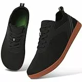 ASHION Unisex Barfußschuhe Damen Herren Barfussschuhe Breite Schuhe Walkingschuhe Traillaufschuhe,Schwarz 38 EU