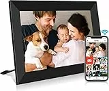FRAMEO WiFi Digitaler Bilderrahmen,10.1 Zoll WLAN Fotorahmen 1280 * 800 IPS Touchscreen Fotos und Videos können jederzeit und von überall aus, über die App geteilt Werden 16GB Speicher