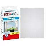 tesa Insect Stop Standard Fliegengitter für Fenster - Insektenschutz zuschneidbar - Mückenschutz ohne Bohren - 1 x Fliegen Netz - 130 cm x 150 cm - Anthrazit