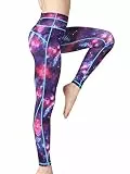 FLYILY Damen Sport Leggings Printed Fitness Tights Hosen für Laufen Yoga Workout