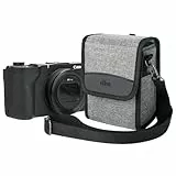 KIWIFOTOS Kompaktkamera Schultertasche, Crossbody Tasche, Kamera Schultertasche für Spiegellose Digitalkamera und Objektive für Canon Fuji mit Schultergurt (Innenmaße: 15 x 9 x 9cm Grau)
