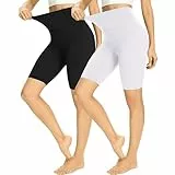 HIPOWER 2er Pack Radlerhose Damen High Waist Kurze Sport Shorts Tights Wanderhose Blickdicht Unterhosen Bauchweg Sommer Outfits Leggings Gym Yoga(Schwarz+Weiß,L-XL)