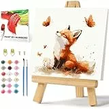 Daisen Art Fuchs Malen Nach Zahlen, Fuchs Malen Nach Zahlen mit Rahmen und Staffelei, Paint by Numbers Tiere für Geschenk und Home Decor 20x20cm