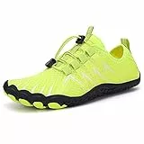 Teechodina Unisex Traillaufschuhe Herren Damen Wanderschuhe Barfußschuhe Laufschuhe Knit Sneaker Fitnessschuhe Fivefinger Zehenschuhe, Gelb-A, 35