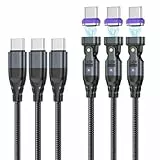 240W Magnet Ladekabel USB C auf USB C [3Stück 0.5m+1m+2m] 16PIN Ladekabel Magnetisch Superschnelle Aufladung Magnetisches Ladekabel Schnelllade und Datenübertragungs für USB Typ C Smartphone Laptop