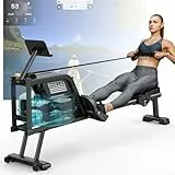 Neezee Rudergerät für zuhause, Rudergerät Wasser mit Professioneller Bluetooth-Monitor und Tablet-Halterung, Max 150kg Belastbar, Vertikale Lagerung, Transporträder für Einfache Bewegung