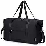 Narwey Easyjet Handgepäck 45x36x20 Reisetasche Handgepäck Tasche Faltbare Klein Reisetasche Sporttasche Damen Weekender Damen Herren 25L (Schwarz)